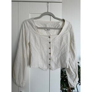 Rolla’s Roxanne L/S Linen Blend Top Square Neck Puff Sleeve XS Excellent